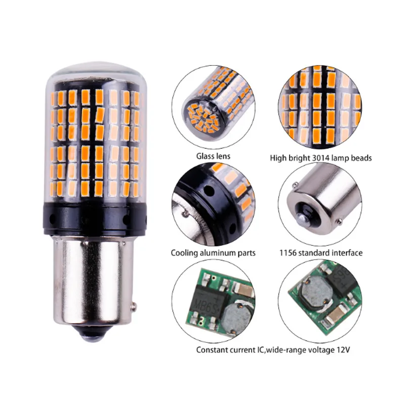 1x3014 144smd CanBus S25 1156 BA15S P21W светодиодный BAY15D BAU15S PY21W лампа T20 7440 W21W W21/5W светильник для