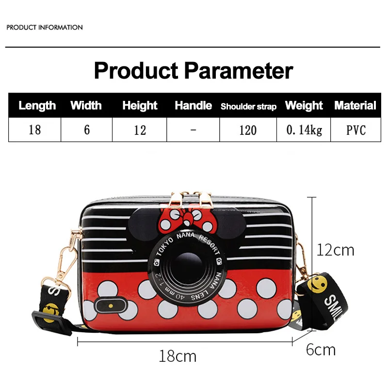 disney mickey mouse girl camera bag messenger mobile phone bags mini coin purse versatile pvc shoulder diagonal handbag backpack free global shipping
