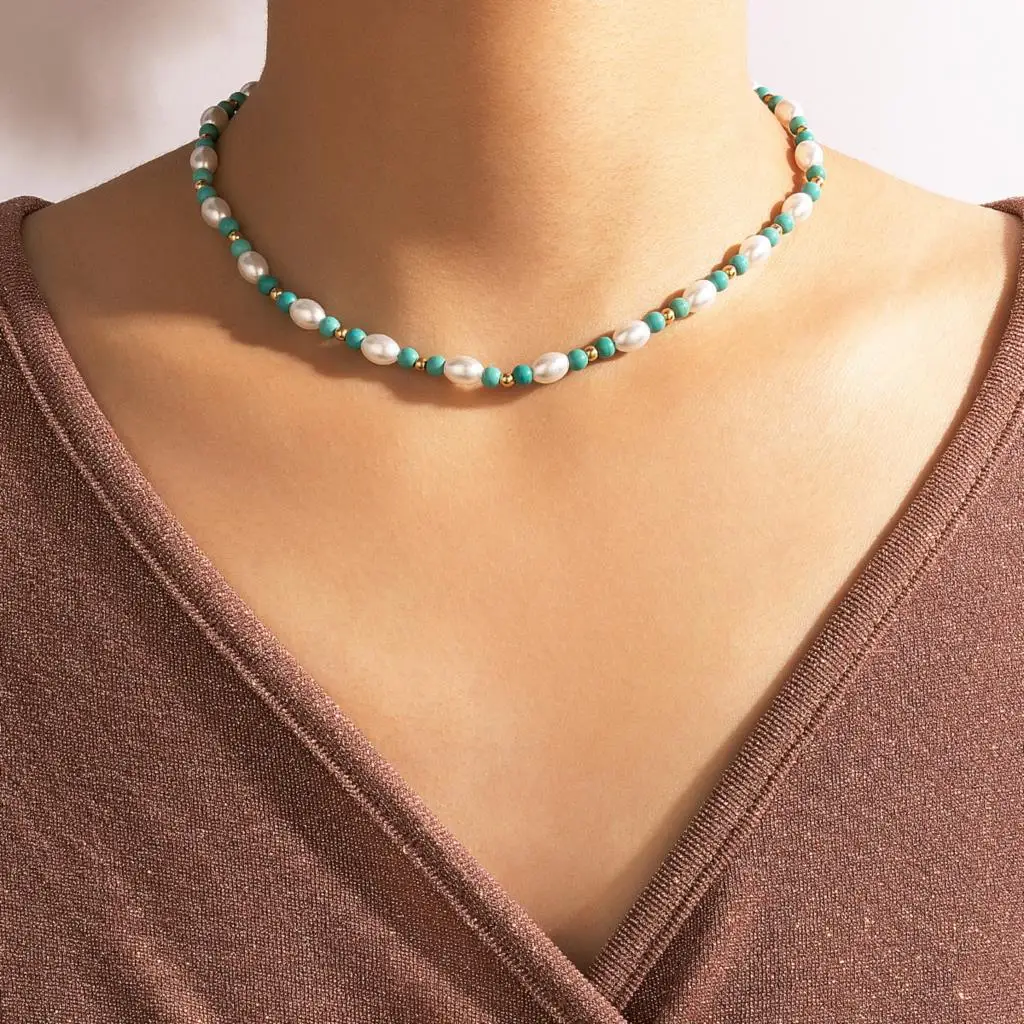 

Boho New Women Necklace Fashion Beads Chain Choker Necklace Women 2021 Trendy Choker Jewelry For Party Birthday Gift