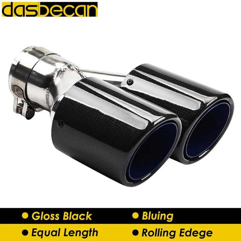 

Насадки на двойной выхлопной глушитель автомобиля Dasbecan, модель Y, глянцевое воронение 3k, углеродное волокно, задние насадки на выхлопную тру...