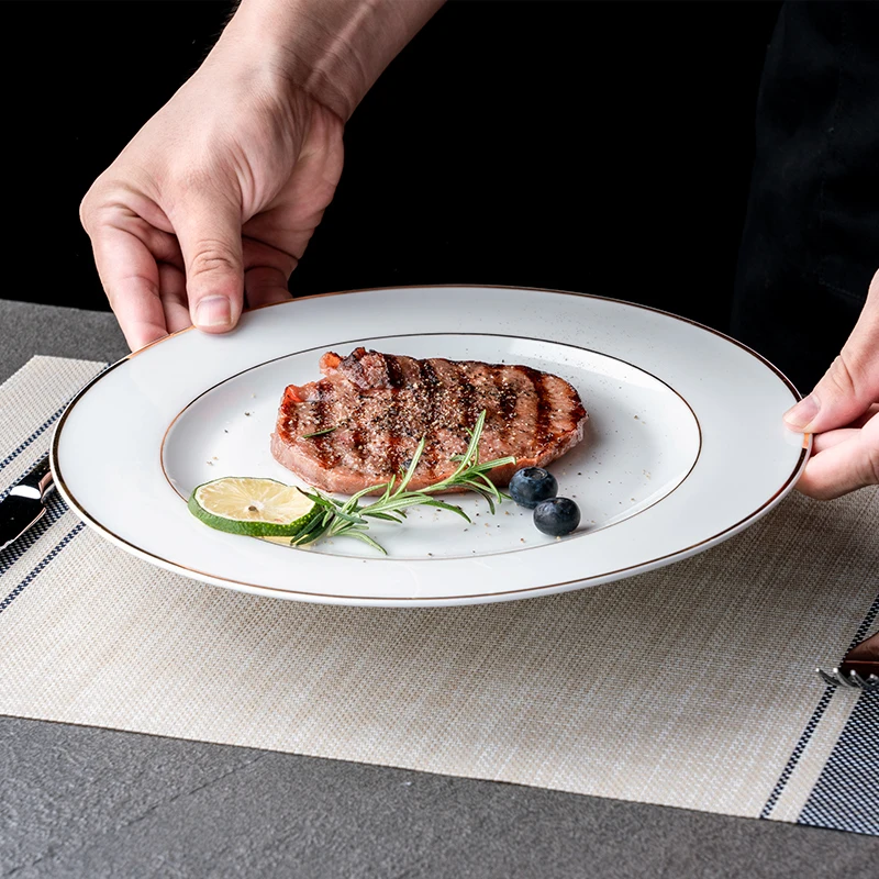 

Креативные Круглые обеденные тарелки, белый стейк, Скандинавский дизайн, обеденные тарелки, модные декоративные тарелки, товары для рестор...