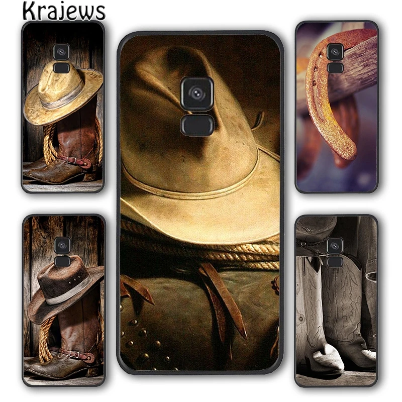Ковбойские ботинки krajew Cowgirl прямая шляпа чехол для телефона Samsung Galaxy S5 S6 S7 edge S8 S9 S10