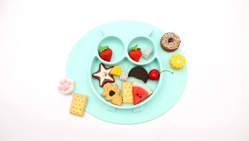 

New Spot Owl Style Cartoon-in-one Silica Gel Children's Dinner Plate With Non-Slip And Kids Plate Subsidiary