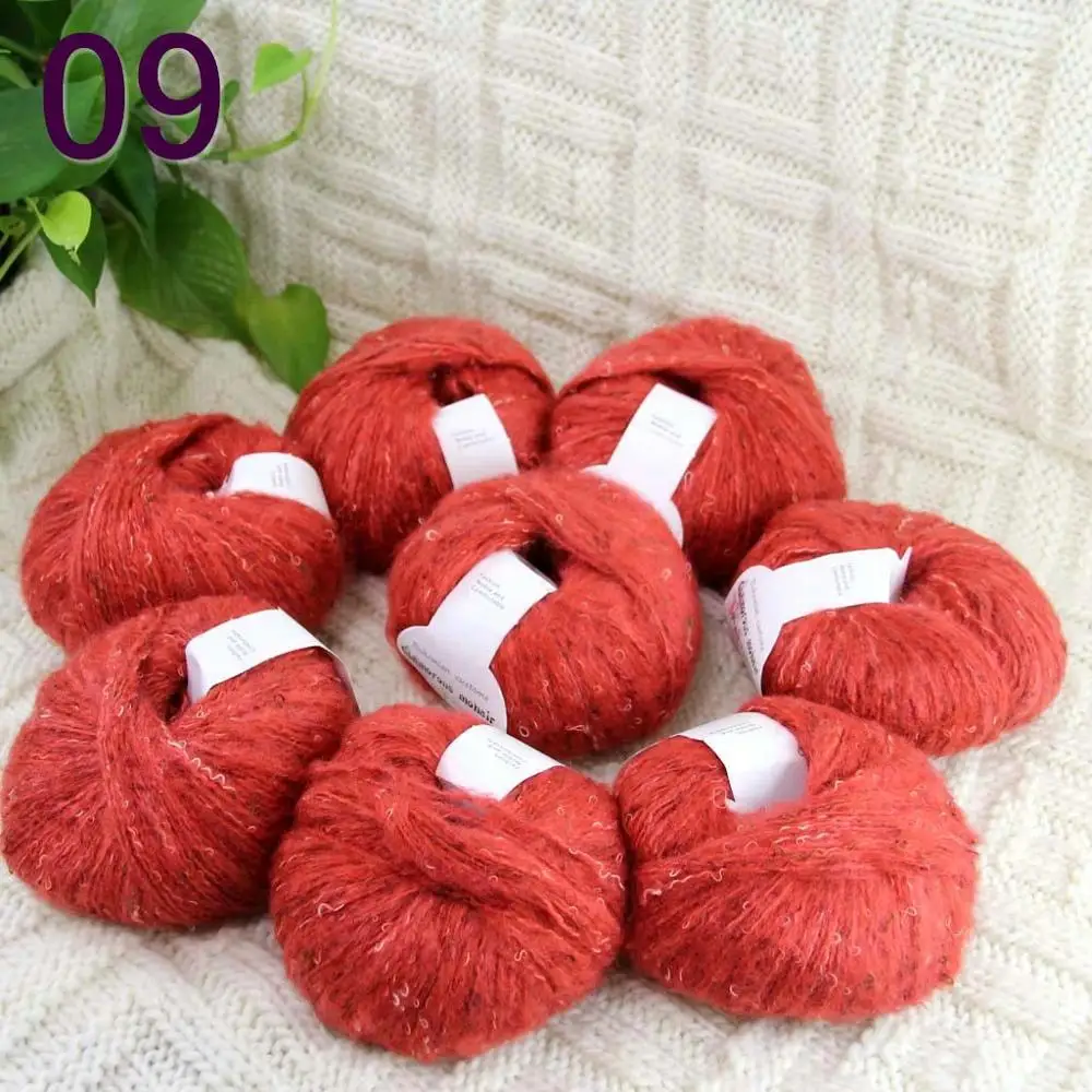 

Sale 8ballsX50gr Luxury Fluffy Soft NEW MOHAIR Shawls Hand Knit Crochet Yarn Orange red 825-09-8