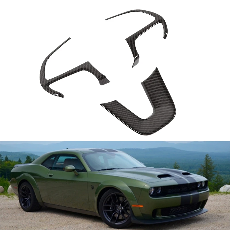 

4Pcs ABS Carbon Fiber Steering Wheel Cover Trim for Dodge Challenger 2015-2020 Car Styling