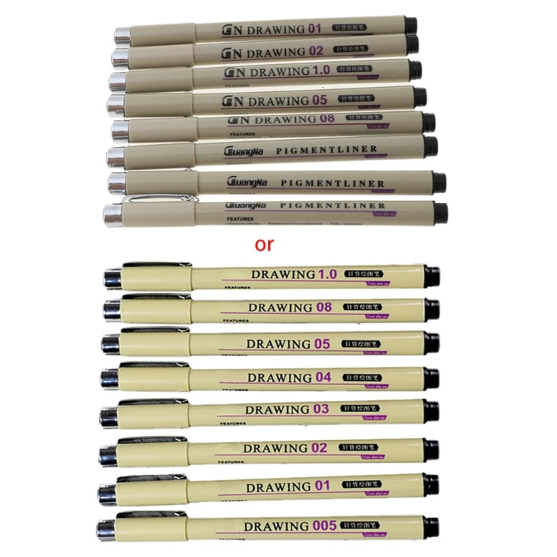 

6/7/8/9pcs Black Technical Graphic Fine Hook Line Painting Drawing Pen Sketch