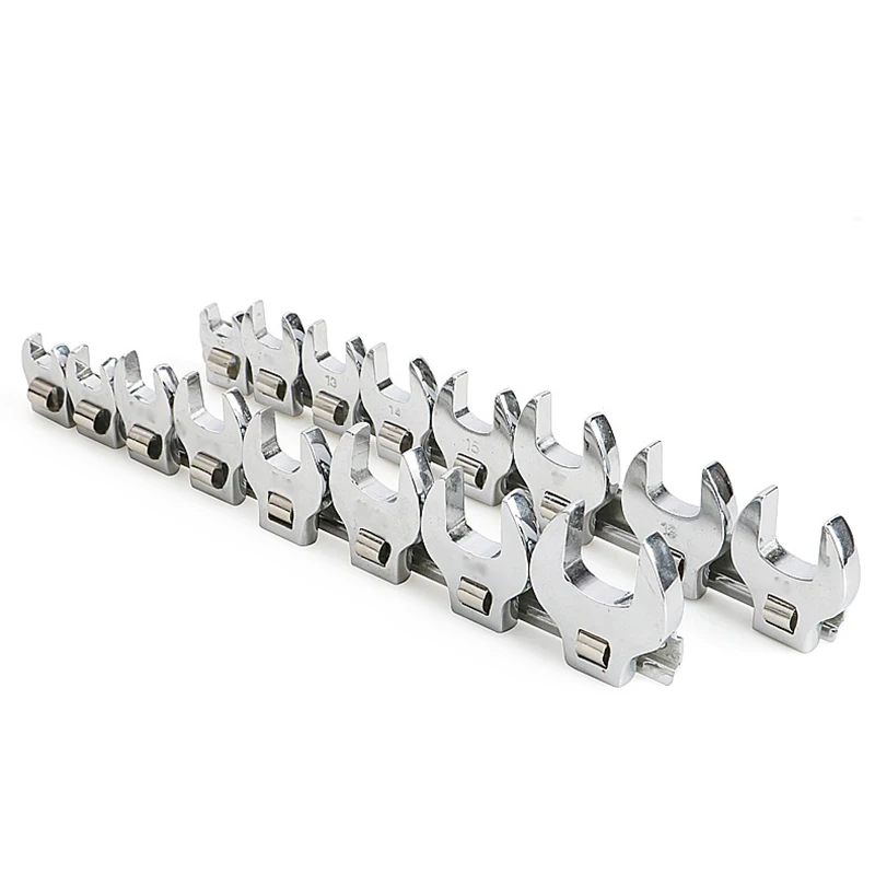 8Pcs 3/8 Inch Drive Crowfoot Wrench Set 10-22mm Metric Chrome Plated Crow Foot Metric Or Imperial Keys Set Multitool