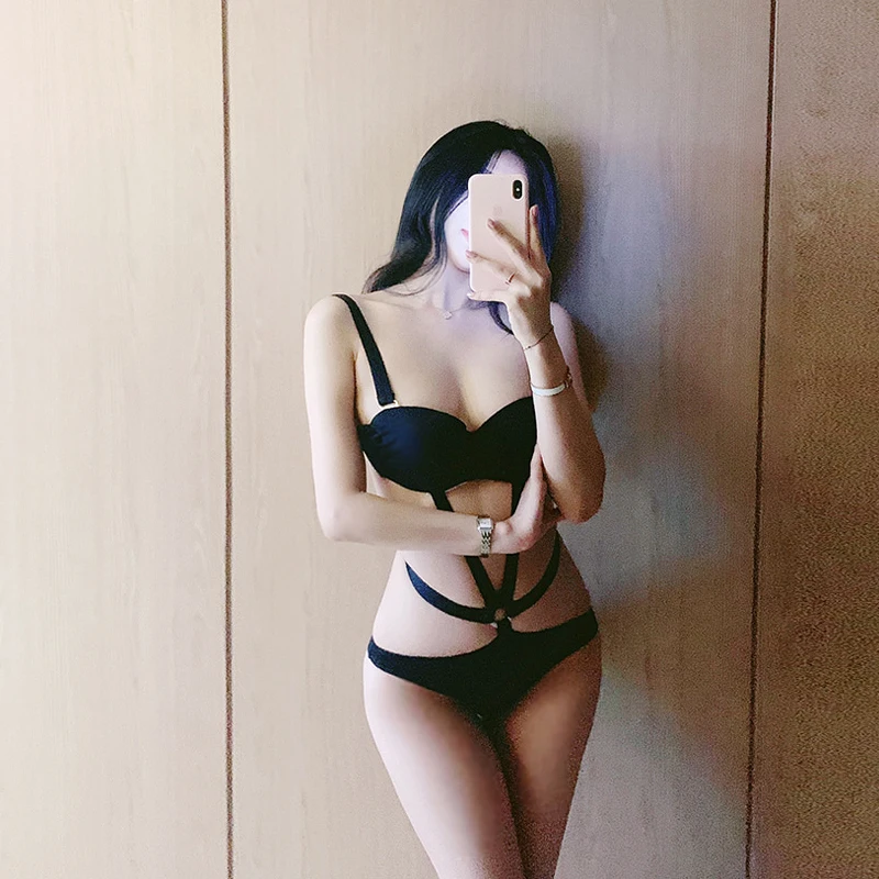 

Rhyme Lady 2020 Sexy One Piece Swimsuit Women Swimwear Female Solid Black Thong Backless Monokini Bathing Suit XL
