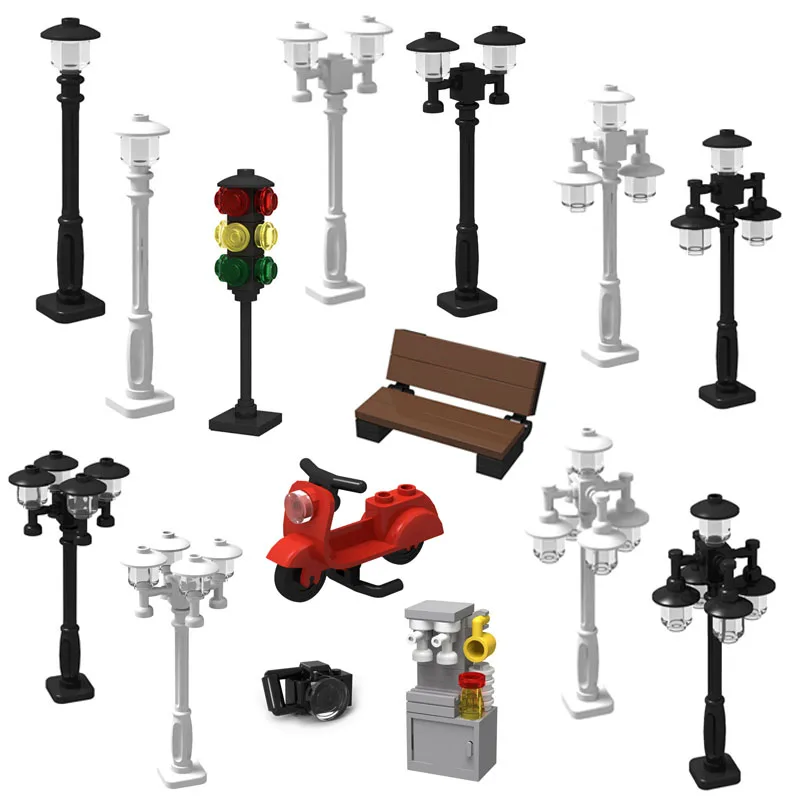 Конструктор MOC City кубики аксессуары для уличного освещения мотоцикла камеры