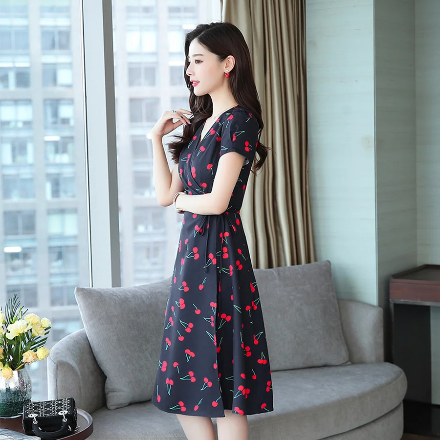 2021 в винтажном стиле Модель размера плюс пляжное платье миди Корейском Сезон