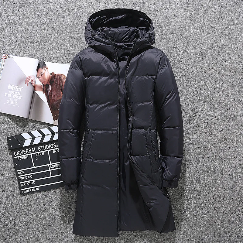 Длинное пальто X Long зимняя куртка для мужчин парка на утином пуху толстовки с