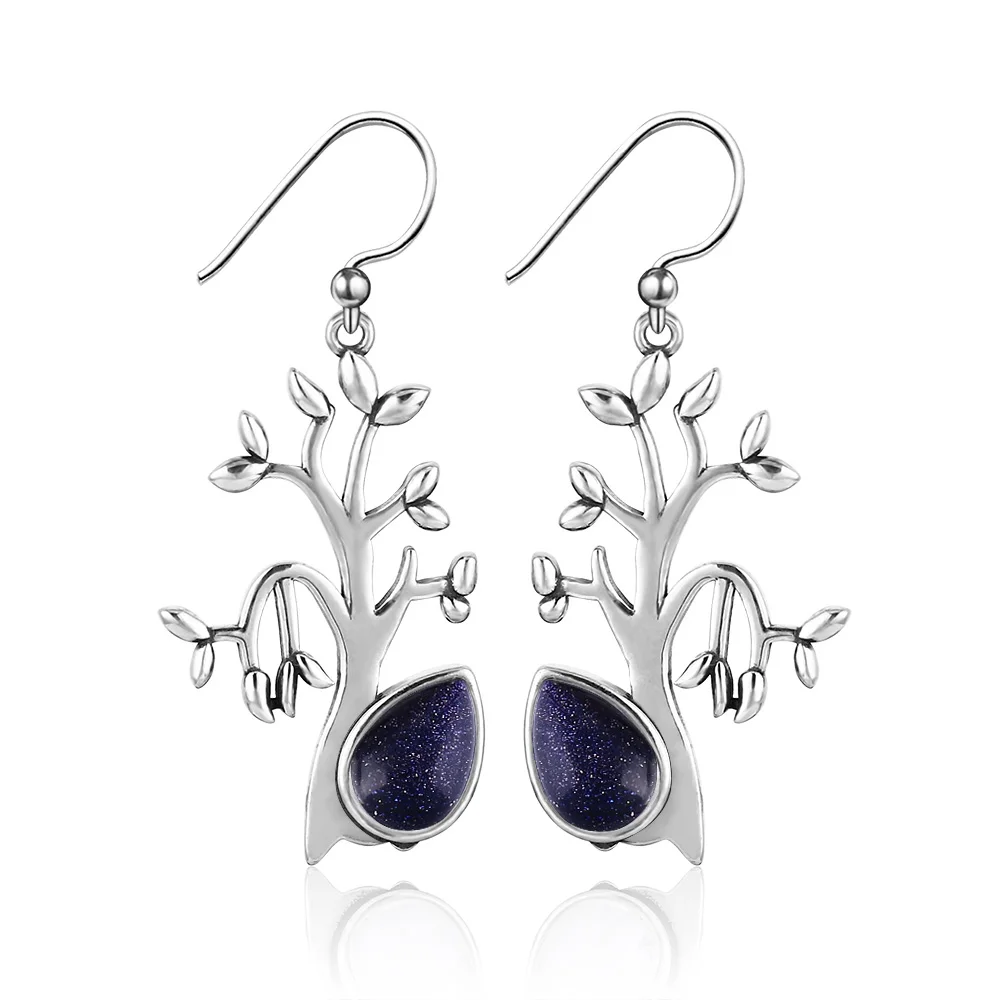 Женские серьги подвески в форме дерева из серебра 925 пробы|Серьги-подвески| |