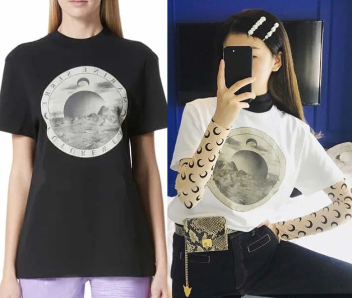 

[Special Offer] Fashion Classic Luxury Design Round Moon Print Letter White Short Sleeve T-shirt Loose Simple O Ne Top M2