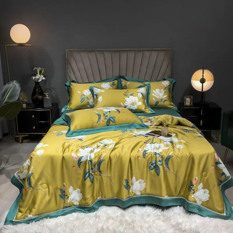 

Tencel Lyocell Summer Cooling Comforter Soft Breathable Summer Bed sheet Bed Cover Pillowcases for Hot Sleepers Machine Washable