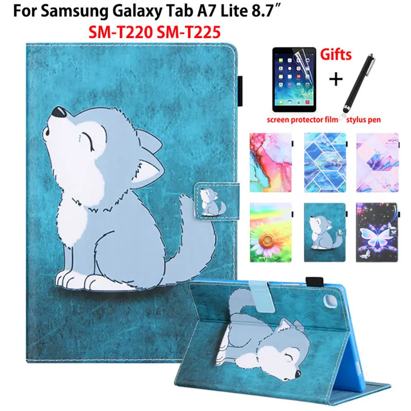 

Fashion Wolf Case For Samsung Galaxy Tab A7 Lite 8.7 2021 SM-T220 SM-T225 T220 T225 Cover Funda Folding Stand Shell Coque +Gift