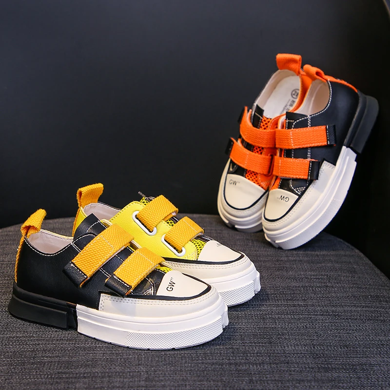 Spring Autumn Color Matching Air Mesh PU Leather Little Girls Boys Sports Casual Toddler Sneakers Children Kids Shoes |