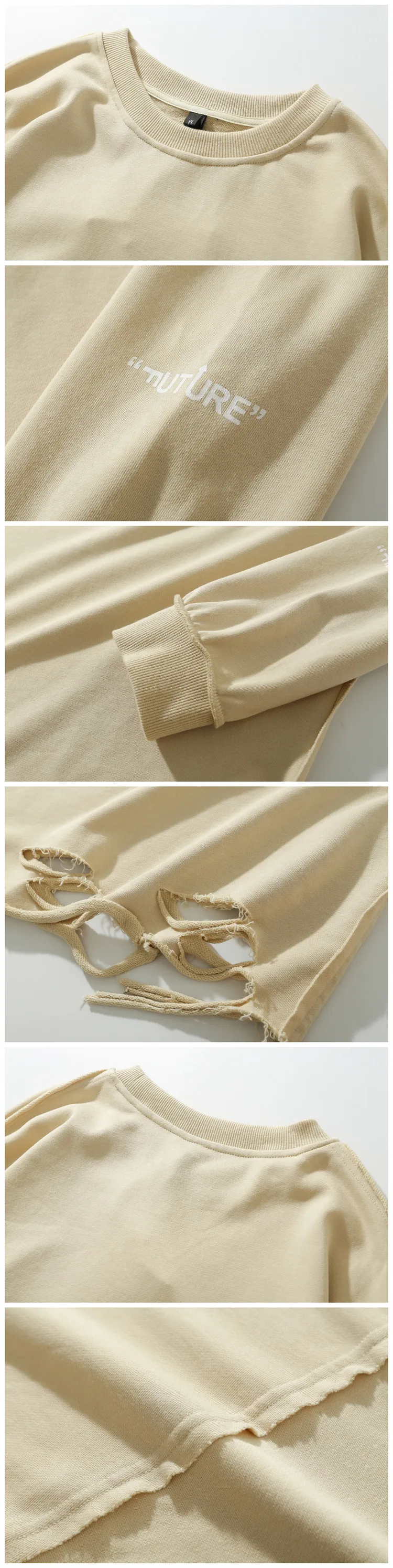 

High Street Wind Hem Scraping Hole Long Sleeve Bottoming Shirt Men's Popular Brand Hip-hop Dark Wind Funeral Sweater Hoodie Men