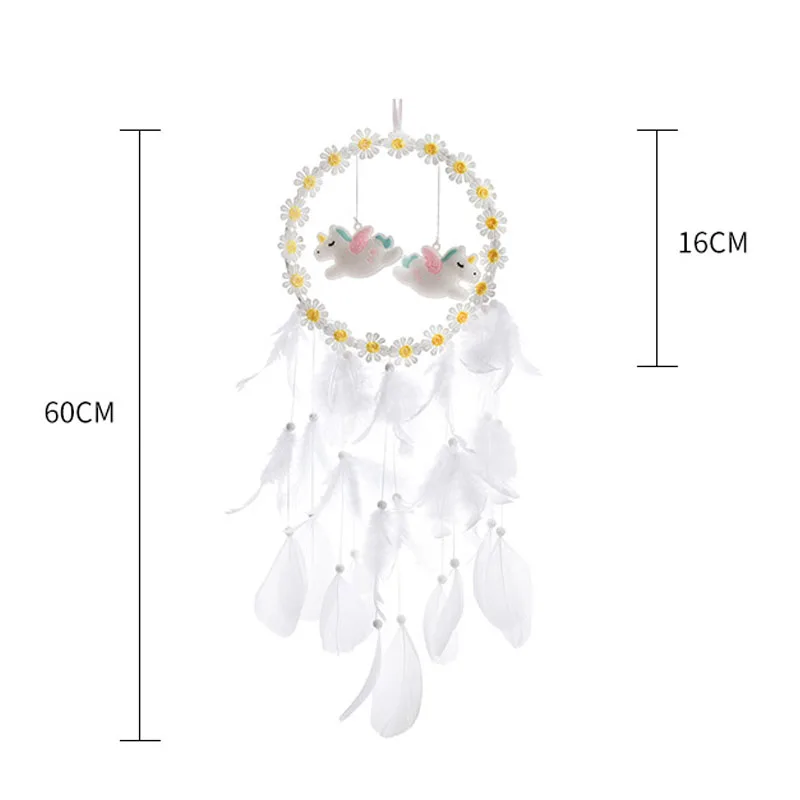 

Wall Pendant Creative Dreamcatcher LED Feather Night Light Pony Shape Handmade Wind Chime Jewelry Home Room Balcony Decoration