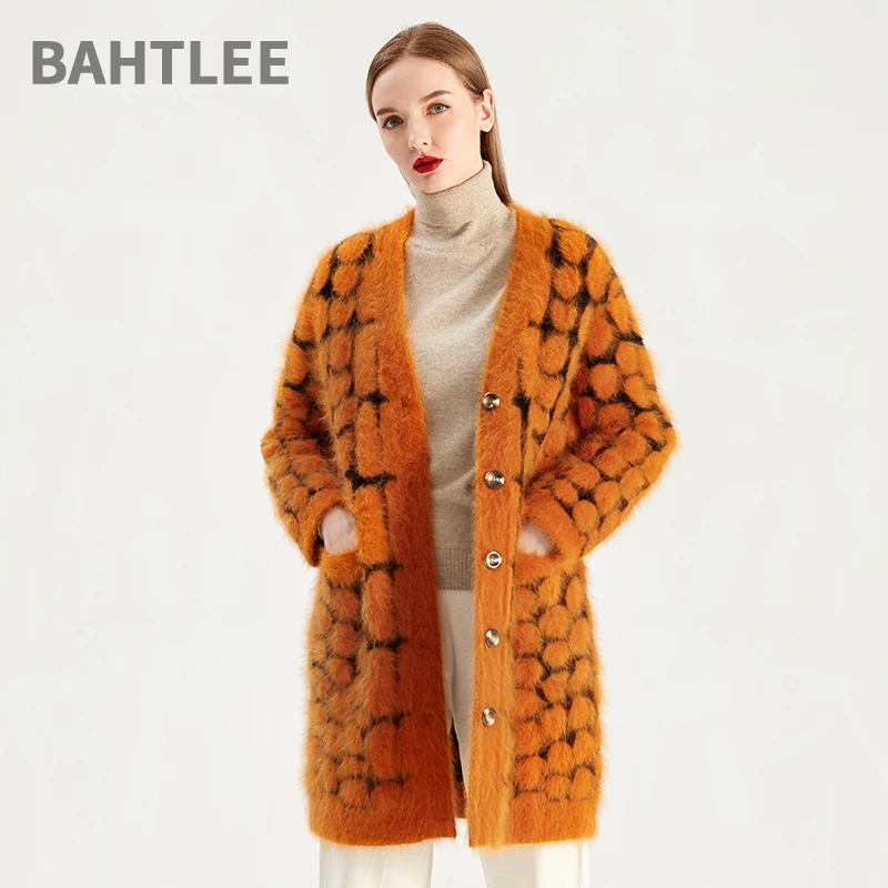 Женский кардиган с леопардовым принтом BAHTLEE Зимний вязаный свитер