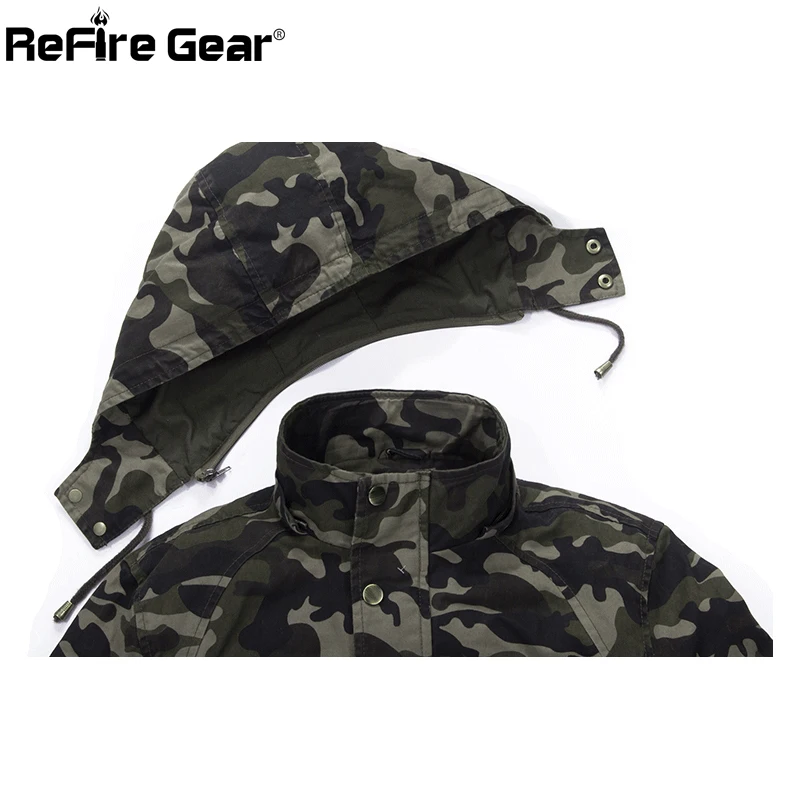 ReFire gear Осенняя теплая камуфляжная куртка с капюшоном мужская зимняя Ветровка Военная тактическая куртка камуфляжные повседневные штаны с карманами пальто
