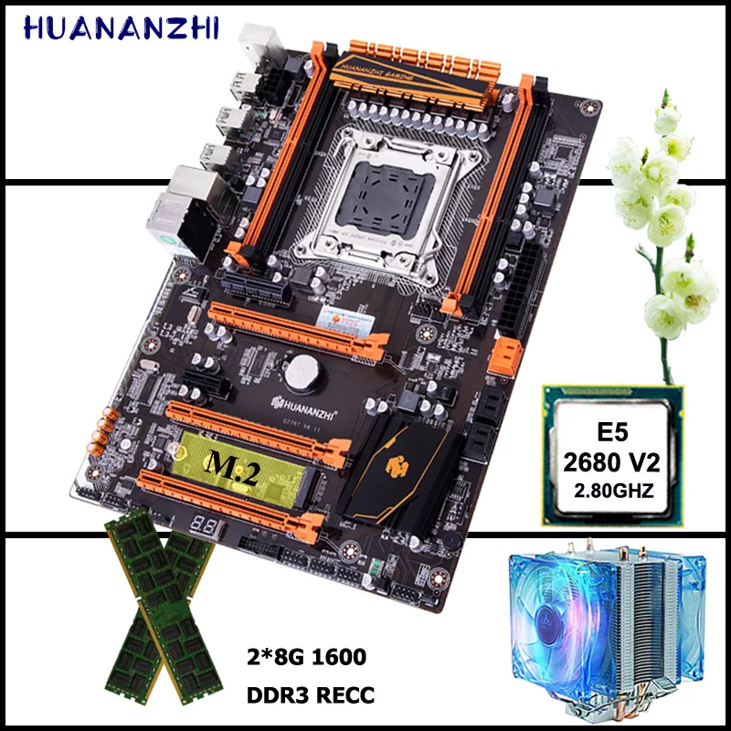 M.2 распродажа материнских плат HUANANZHI DELUXE X79 LGA2011 материнская плата с процессором