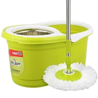 Floor Polisher Mop Spin Bucket Easy Touchless Microfiber Tile Tools Mop Head Clean Up Limpieza Hogar Home Kitchen DE50TB