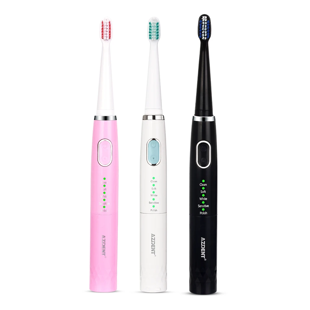 AZDENT Hot 5 Modes Sonic Electric Toothbrush for Adults+3 Replacement Head Battery Waterproof Tooth Brush Timer Dropshipping