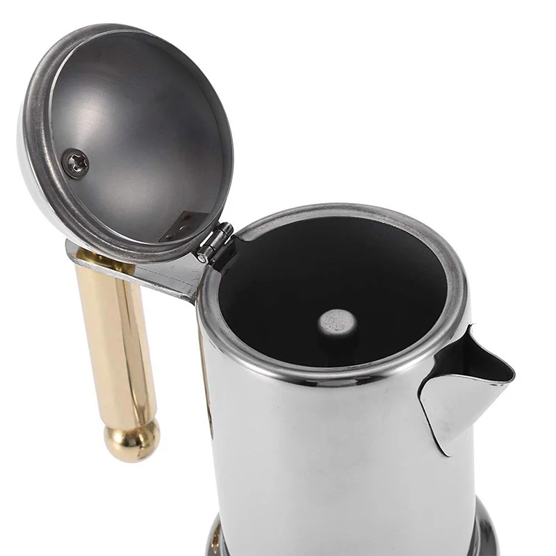 

Stainless Steel Moka Pot Stovetop Espresso Coffee Maker with Safety Valve 4 Cups Coffee Utensils Kitchen Tools