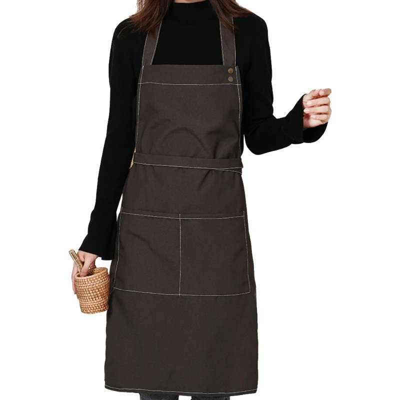 

Canvas Unisex Apron Bib Kitchen Aprons for Women Men Chef Waiter Coffee Shop BBQ