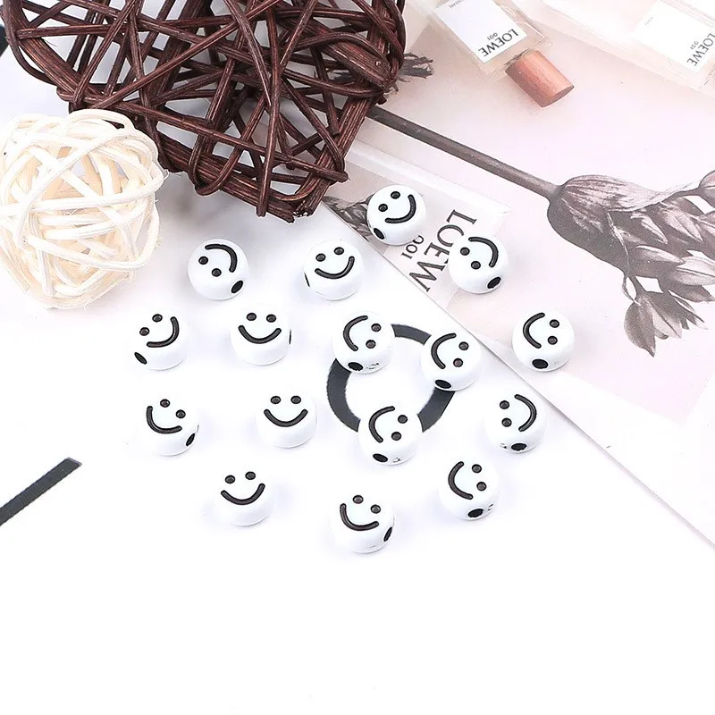 

4*7mm Random Acrylic Round Smiling Face Loose Alphabet Spacer Beads For Jewelry Handmade Diy Bracelet Necklace Accessories