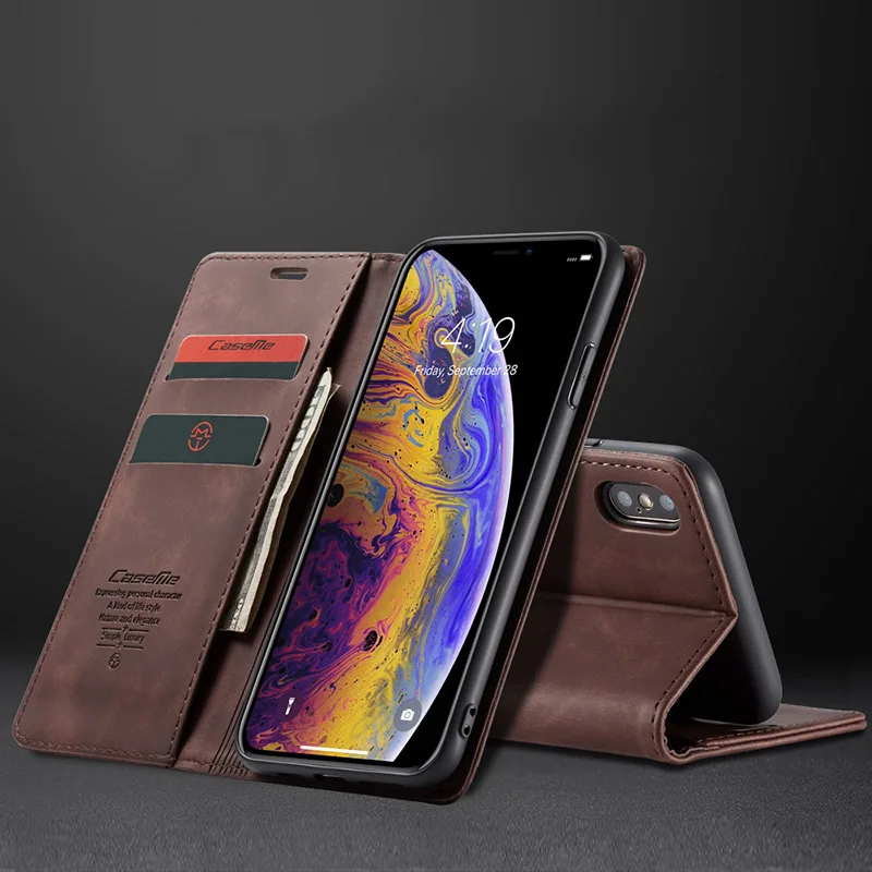 Кожаный чехол-кошелек для iphone X, чехол-книжка, противоударный, магнитный, полный держатель, чехол для iphone XS MAX XR 7 8Plus 6 6 S, Чехол для карт