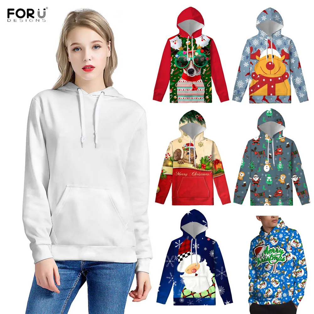 FORUDESIGNS Уродливые Рождественские худи с принтом животных женские свитшоты