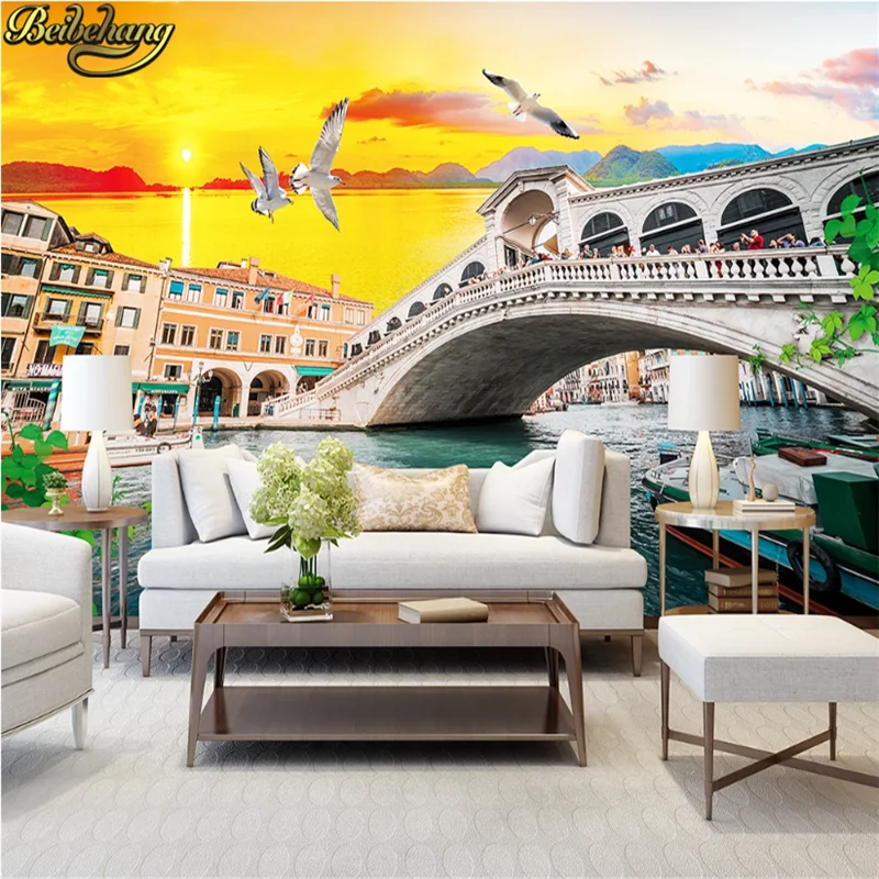 beibehang custom 3D photo mural wall paper Venice Water City Bridge bedroom living landscape restaurant large wallpaper | Обустройство
