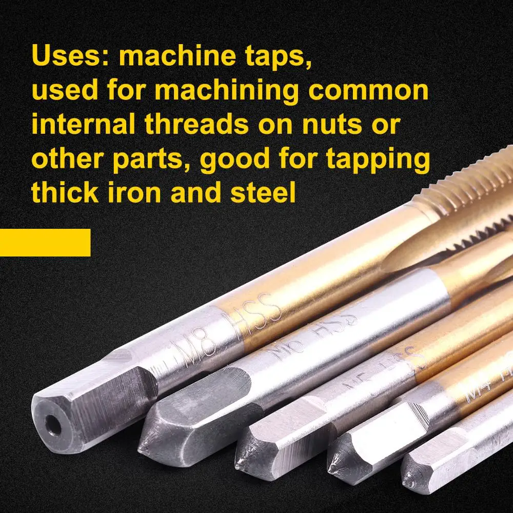 1Pcs HSS M3 M4 M5 M6 M8 Titanium Coated Spiral Point Tap Straight Flute Metric Right Hand Machine Thread Drill M3-M8 | Инструменты