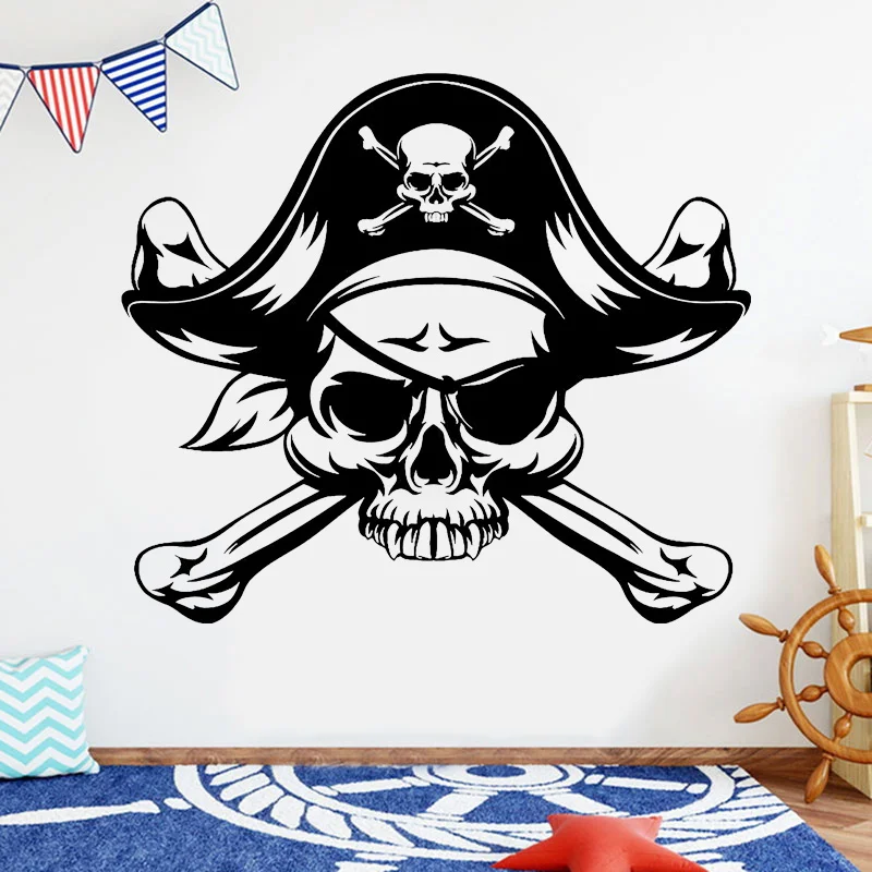 Фото Морское украшение дома череп пиратский Скелет морской Бандитский стикер стены