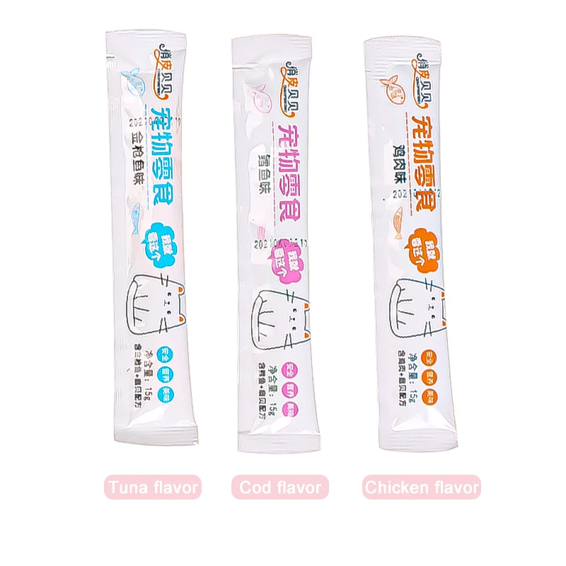 Влажный корм для кошек курица треска тунец 15 г/полоска | Дом и сад