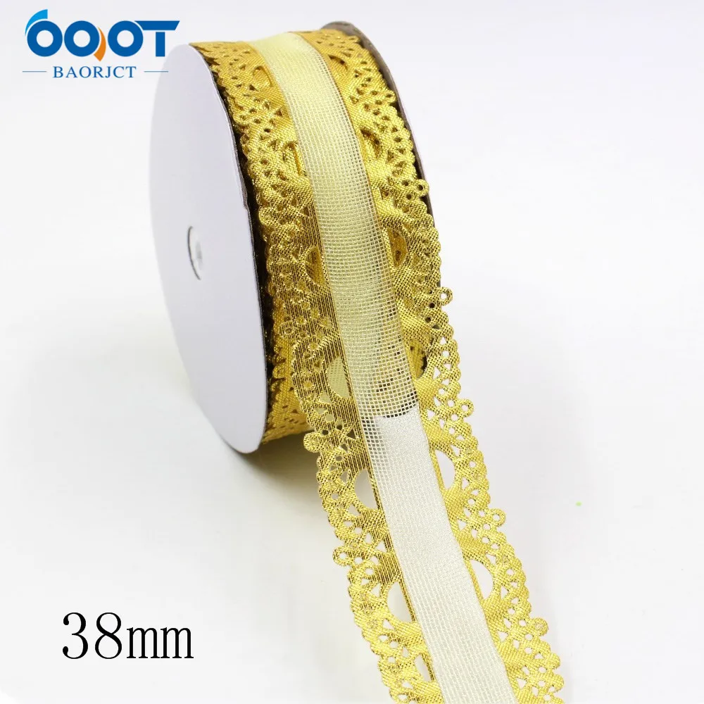 Цветные двусторонние ленты OOOT BAORJCT L-20401-191 38 мм 5 ярдов полые цветы аксессуары для