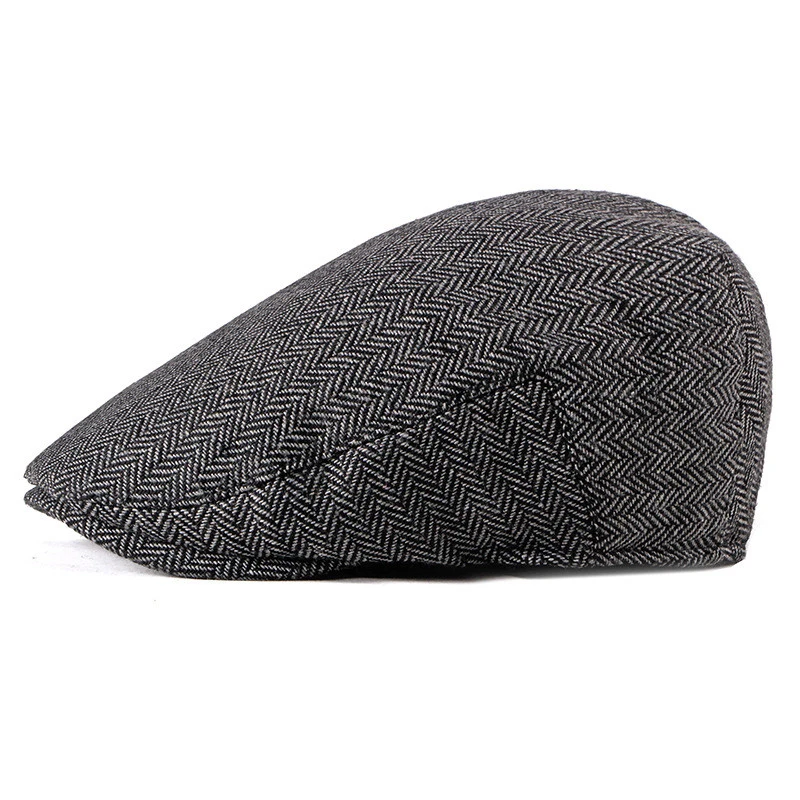 Black grey stripe FS, мужские и женские хлопковые береты, Ретро стиль, в черно-белую полоску, плоская плюща, газетчик, шапки, Осень-зима, шерстяные береты, Fshion - Цвет: Black grey stripe