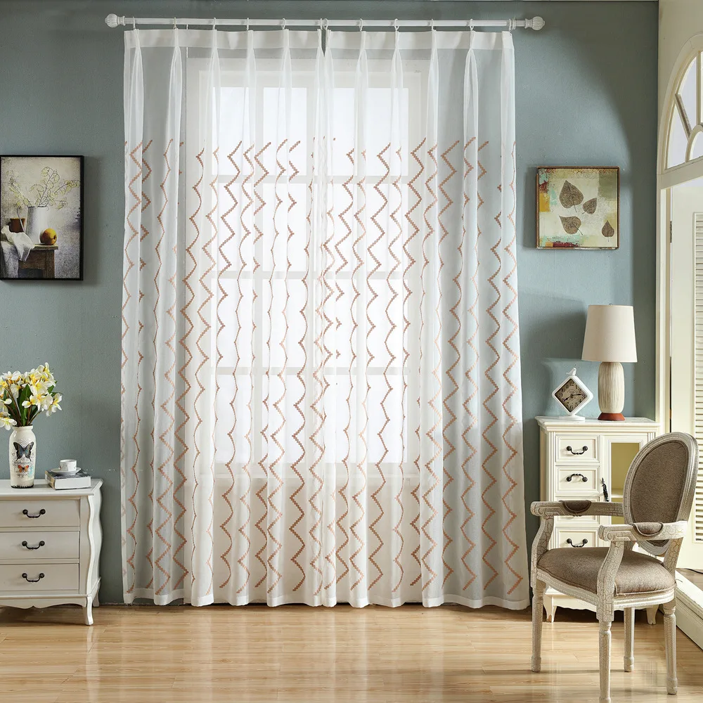 Curtain for living dining room bedroom New style poetic romantic modern simple and light embroidered window screen Included