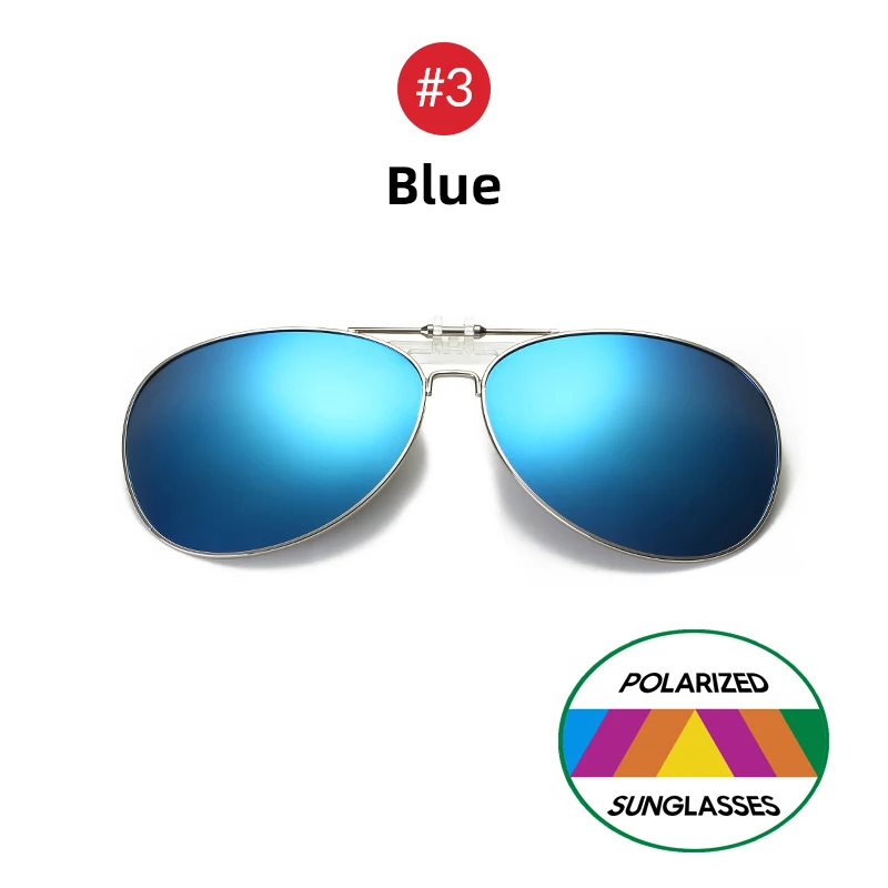 3 Blue VIVIBE негабаритный пилот флип-ап клип на солнцезащитные очки для водителя для мужчин вождения сплав рамка Большие женские очки зажимы для близорукости - Цвет линз: 3 Blue