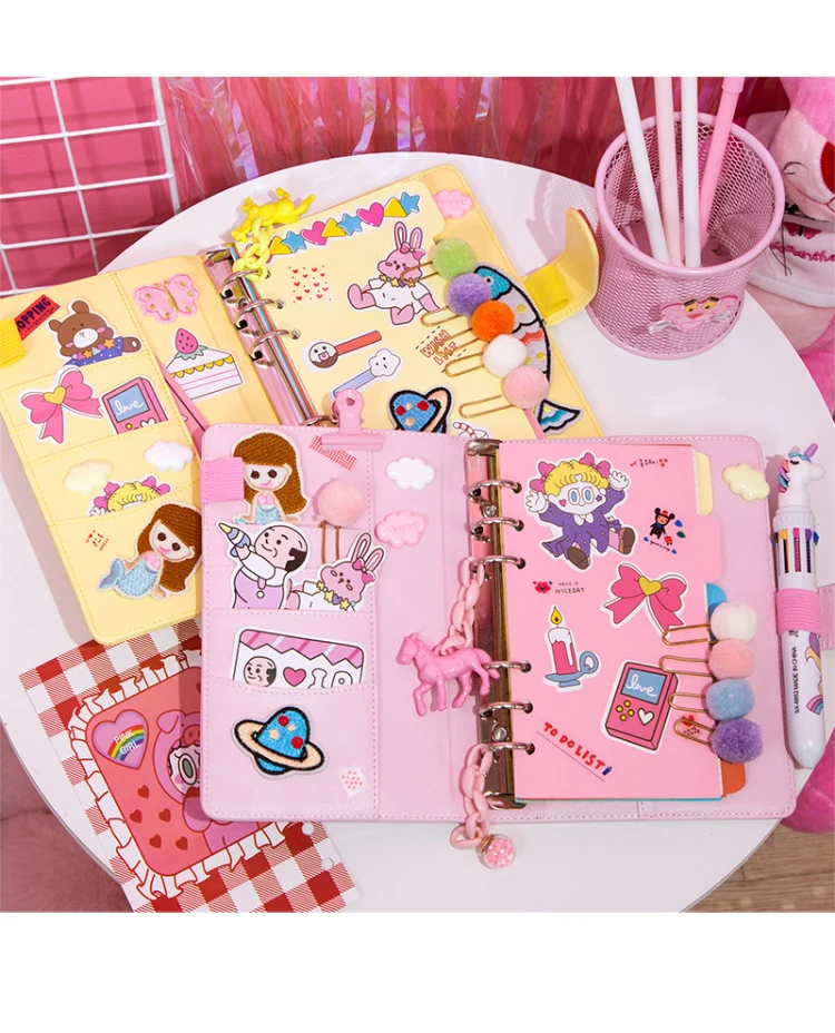 Kawaii PU планировщик блокнот розовый A6 спиральный блокнот планировщик Органайзер связующий дневник пули блокнот-журнал