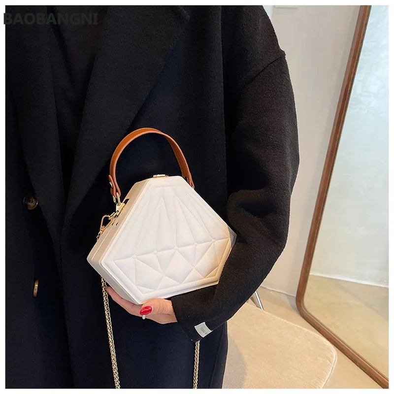 Diamond shape Small Tote bag Winter New High-quality PU Leather Women's Designer Handbag Chain Shoulder Messenger Bag