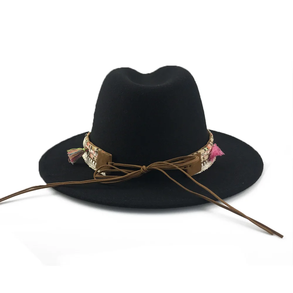 

YY Shell Tassel Felt Hats Men Vintage Trilby Fedora Women Wedding Caps Winter Autumn Jazz Panama Gorros Formales FD20088