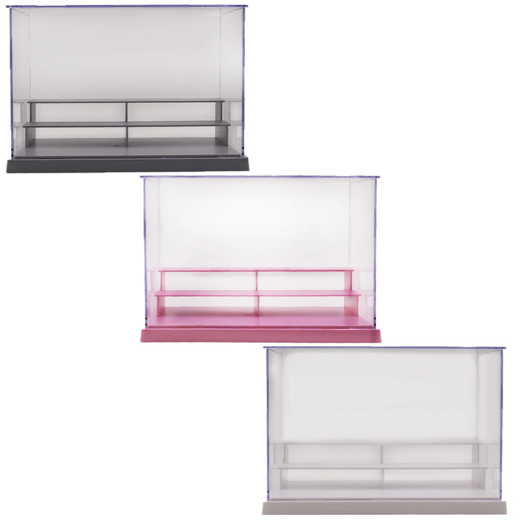 

Clear 3-Step Dustproof Display Case Dolls Diecast Toys Makeup Tool Protective Box Stand Organizer