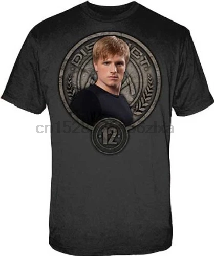 Мужская черная футболка с принтом Голодных игр Peeta In Stone Seal|Мужские футболки| |