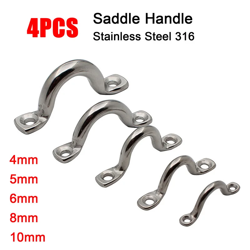 

4Pcs Stainless Steel 316 Wire Eye Straps Saddle Clip Boat Yacht Ship Doorknob