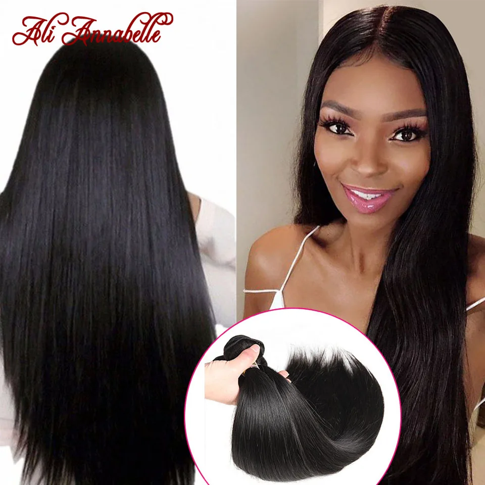 Пряди из бразильских волос прямые пряди с закрытием 4x4|3/4 пучка на сетке| |