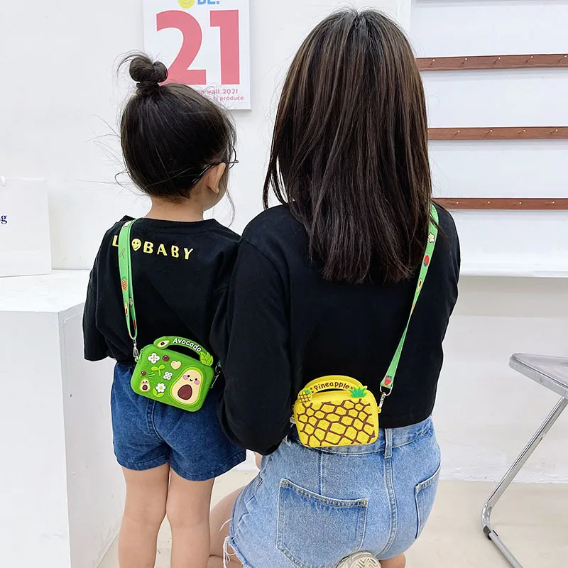 Silica Gel Baby Girls Mini Shoulder Crossbody Bags Summer Fashion Children Coin Purse Handbags Fruit Pattern Kids Messenger Bag