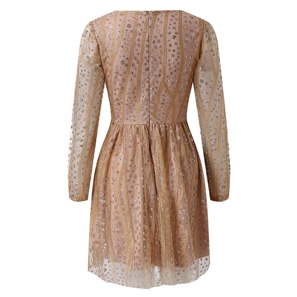 Женское платье с блестками Chamsgend элегантное мини-платье глубоким v-образным