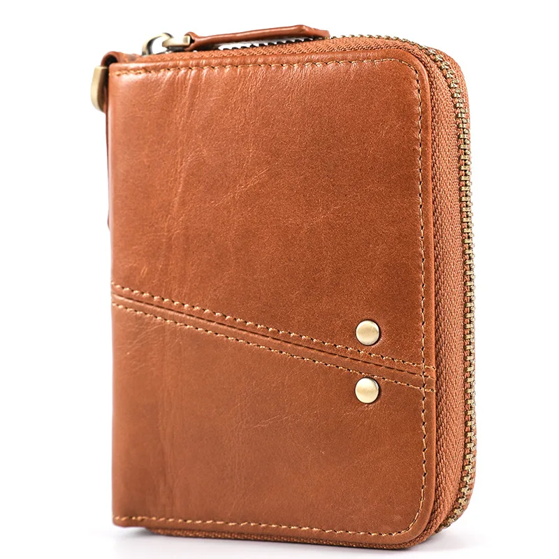 

Мужской кошелек из 100% воловьей кожи, мужской кошелек с рчид-блокировкой, роскошный Повседневный двухскладной клатч, вместительная сумка в с...